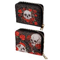 Skulls & Roses Totenköpfe Portemonnaie mit Reißverschluss - klein (pro Stück)