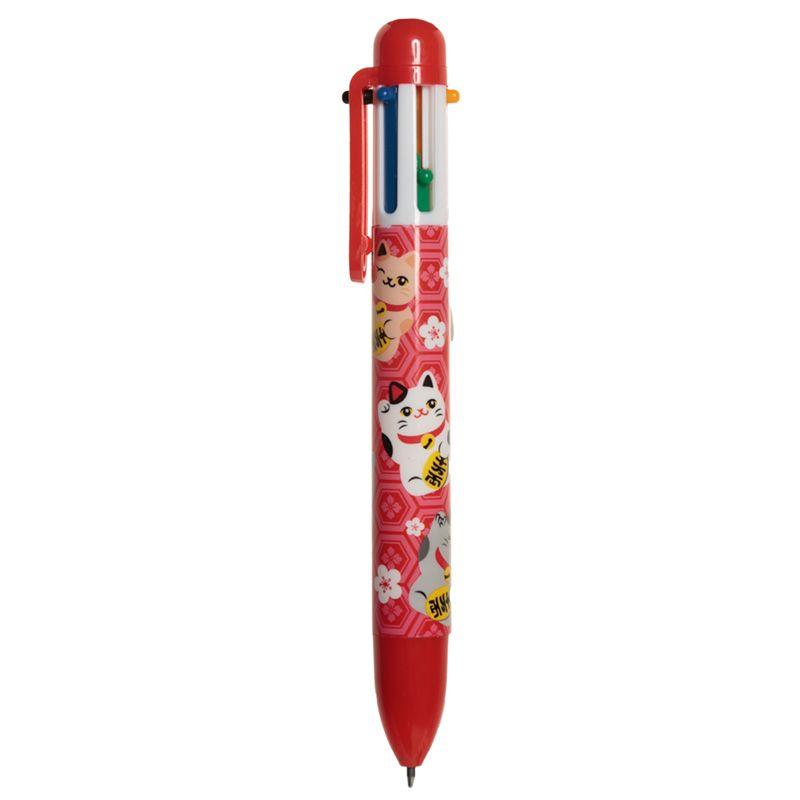 Maneki Neko Glückskatze mehrfarbiger Kugelschreiber (6 Farben) (pro Stück)