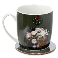 Weihnachten Kim Haskins Die 12 Katzen Tasse & Untersetzer Set