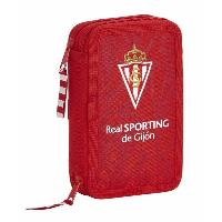 Doppel-Federtasche Real Sporting de Gijón Rot 12.5 x 19.5 x 4 cm (28 Stücke)