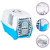 vidaXL Transportbox für Haustiere Weiß Blau 55x36x36 cm Polypropylen