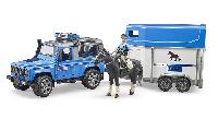 Bruder 02588 - Land Rover Defender Polizeifahrzeug, Pferd und Polizist