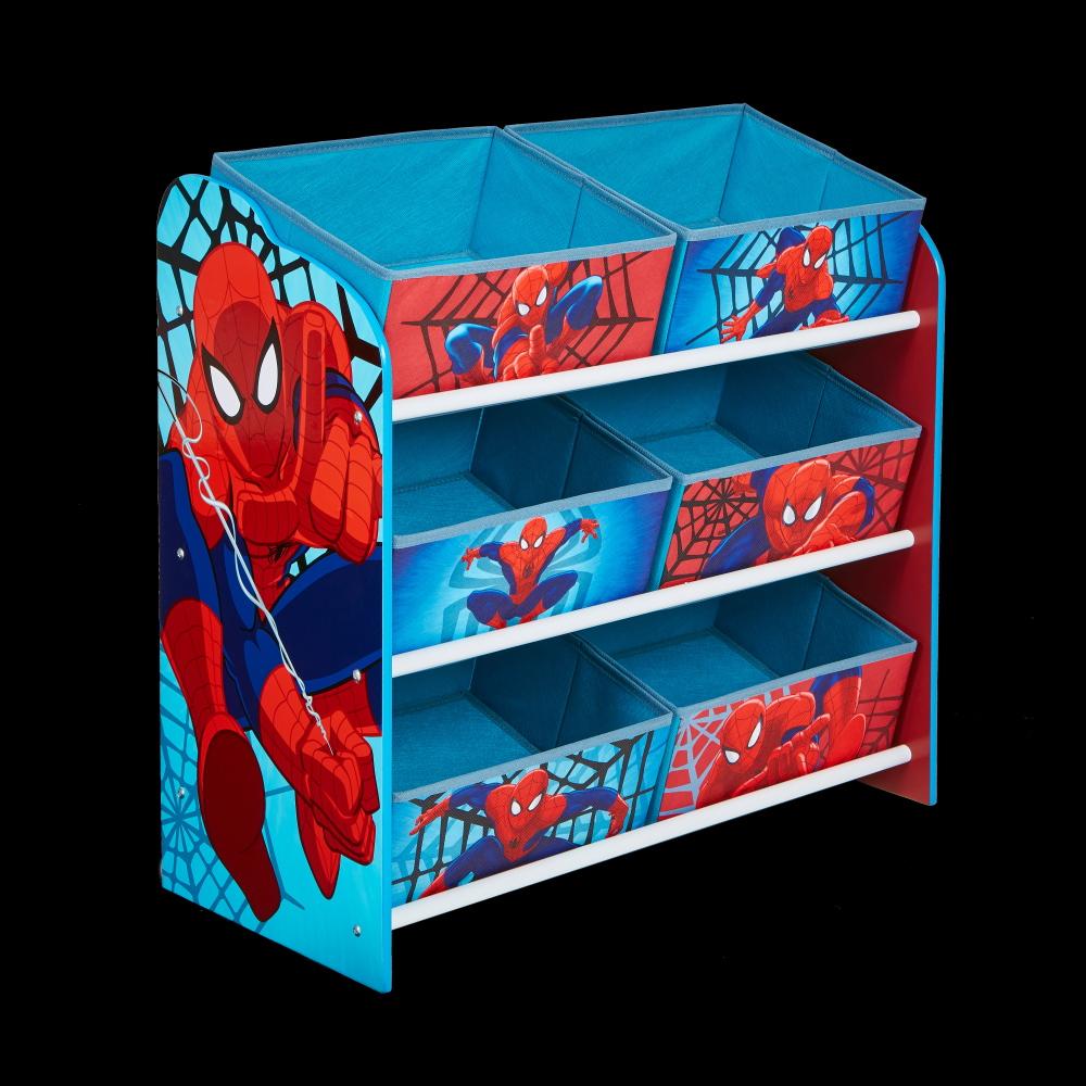 Spider-Man - Regal zur Spielzeugaufbewahrung mit sechs Kisten für Kinder