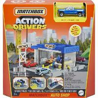 Mattel HDL34 - Matchbox - Action Drivers - Werkstatt Spielset mit 1 Fahrzeug und 2 Figuren